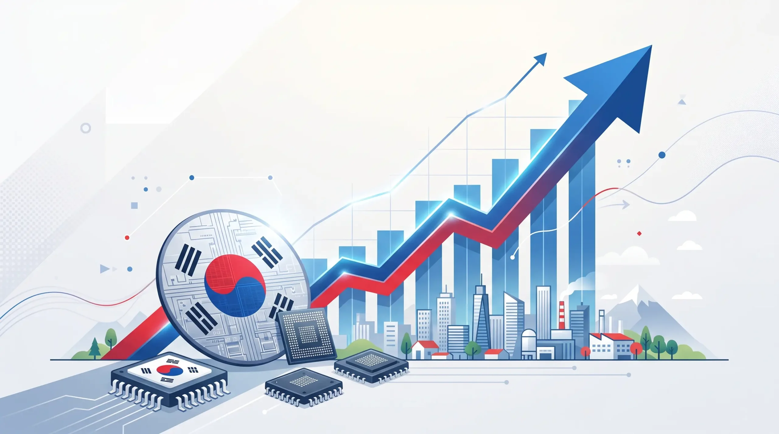 KDI 2026년 경제성장률 전망 3.2% 상향, 반도체 수출 호조 개념 이미지