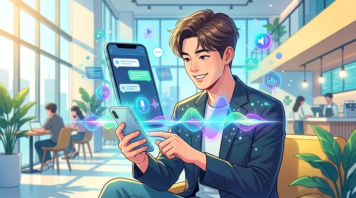 카카오톡 AI 에이전트 음성 비서 기능 컨셉 일러스트